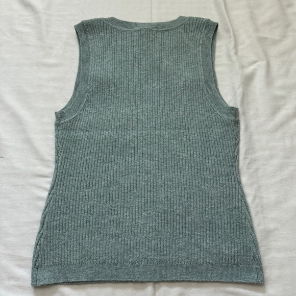 NEW Skies Are Blue Large Cut Out Sweater Tank Top in Sage Green Sleeveless Y2K - Picture 2 of 6